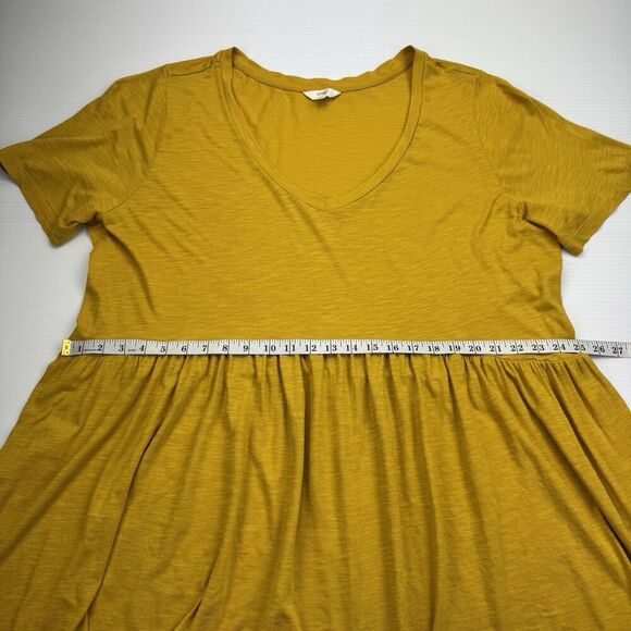 Terra & Sky Yellow Top Size 2X V-Neck Flowy Fit Flare Stretch Blouse Peasant - Picture 7 of 8